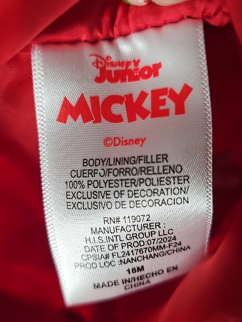Mickey Mouse Red Puffer Vest for Kids - Official Character Design - Picture 3 of 3